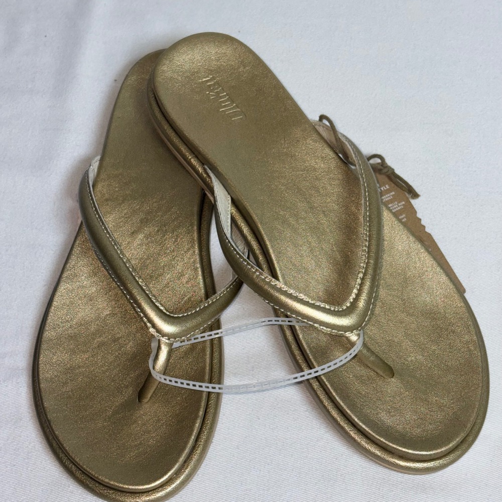 OluKai Tiare Sandal 11 Gold New Metallic Bubbly Thong Flip Flop leather